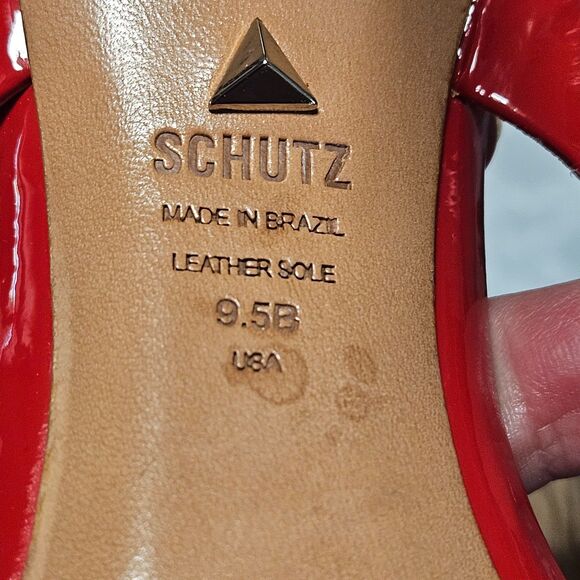 Shutz Sandals Size 9.5 Red 4 Inch Stiletto High Heel - Picture 6 of 8